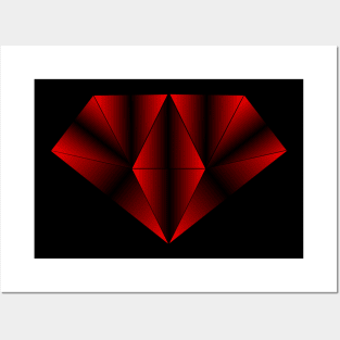 Red geometric diamond Posters and Art